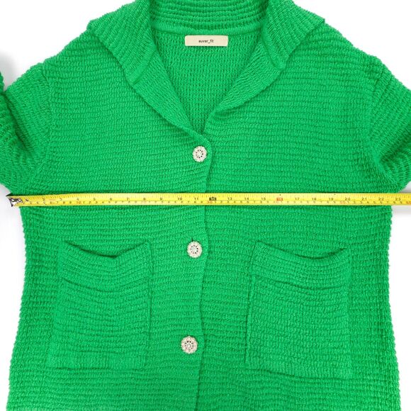 NEW Source Unknown Auver_Fit Loose Knitting Cardigan Sweater in Parakeet Green - Picture 4 of 8